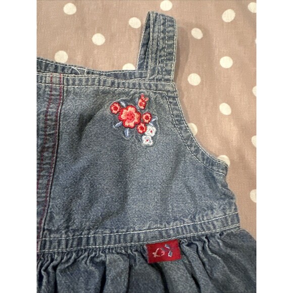 Gymboree Vintage 6-12 Months Country Picnic Denim Dress Ruffles 2000 Y2K Baby - Picture 2 of 6